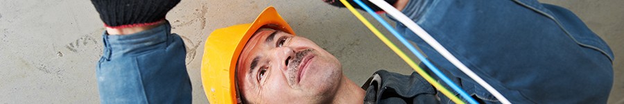 Electrician at wiring work